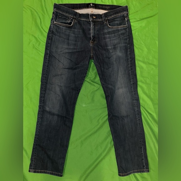 7 for All Mankind Lux Performance The Straight Men's Blue Jeans size 36 - Picture 1 of 11